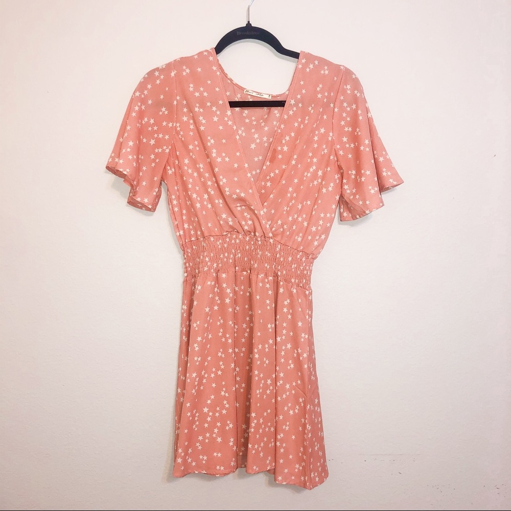 Salmon Star V-Neck Dress